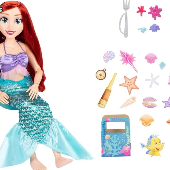 Disney Princess Ariel Doll My Size 32" Tall Playdate Little Mermaid Accessories - Picture 2 of 8